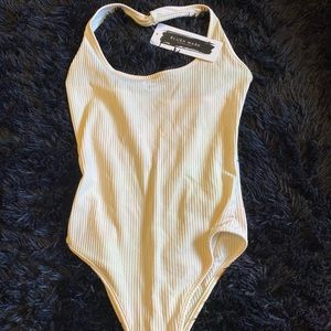 Beige halter bodysuit